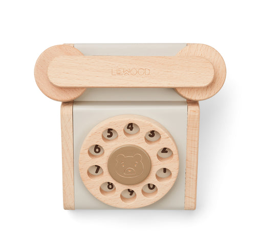 Selma Classic Wooden Phone - Oat/Sandy mix par Liewood - Wooden toys | Jourès