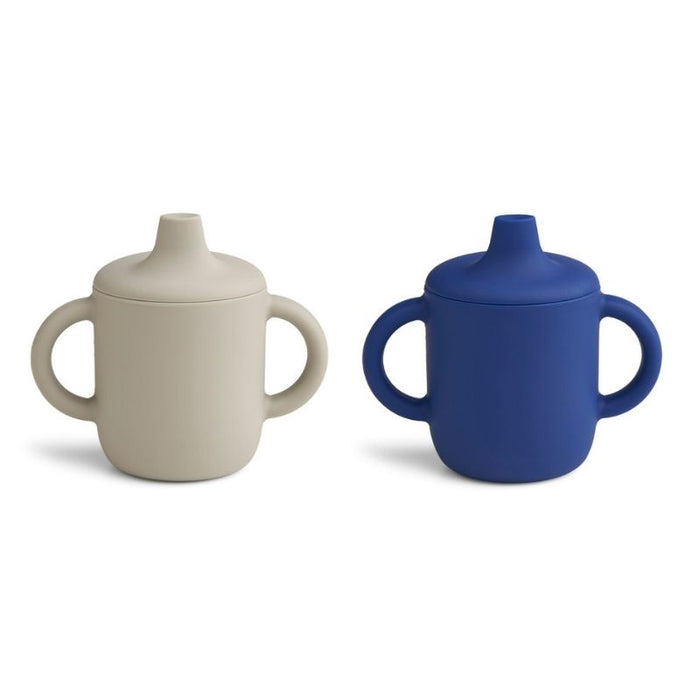 Neil Silicone Sippy Cup - Pack of 2 - Mist/Surf Blue mix par Liewood - New in | Jourès