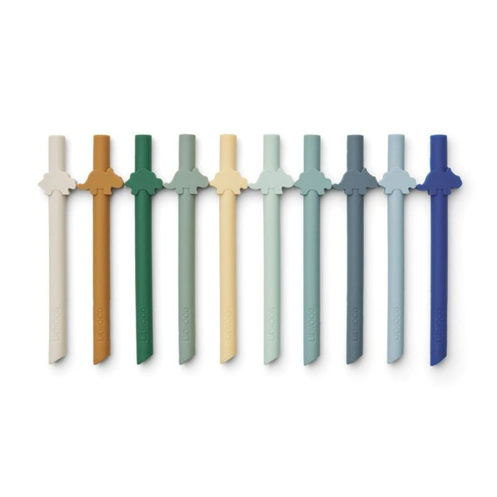 Badu Straw - 10-pack - Dino/Surf Blue Multi mix par Liewood - Cups, Sipping Cups and Straws | Jourès