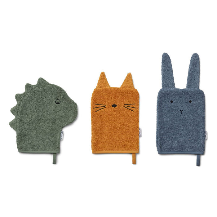 Sylvester Washcloth - Pack of 3 - Dino Mix par Liewood - Liewood | Jourès