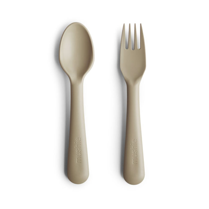Kids Fork and Spoon Set - Vanilla par Mushie - Kitchen | Jourès