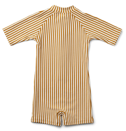 Max Swim Jumpsuit Seersucker - Golden caramel/White par Liewood - Swimsuits & Swim vests | Jourès
