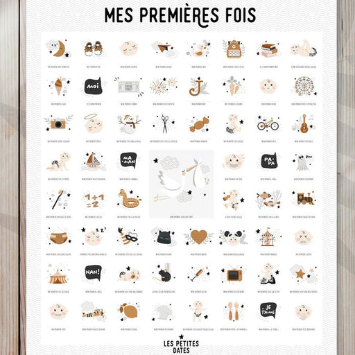 "Mes Premières Fois" Milestones poster and stamp - Light skin par Les Petites Dates - Les Petites Dates | Jourès