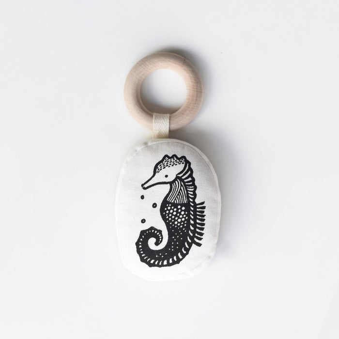 Organic teether with wooden ring - seahorse par Wee Gallery - Baby - 0 to 6 months | Jourès