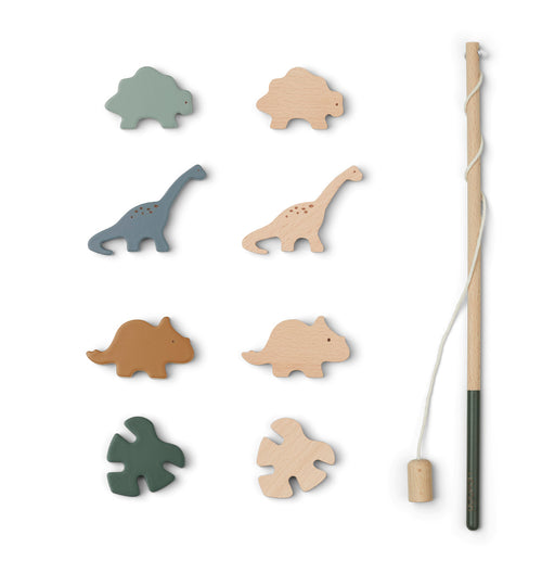 Sebastian Wooden Fishing Game - Dino - Hunter Green Multi mix par Liewood - Puzzles, Memory Games & Magnets | Jourès