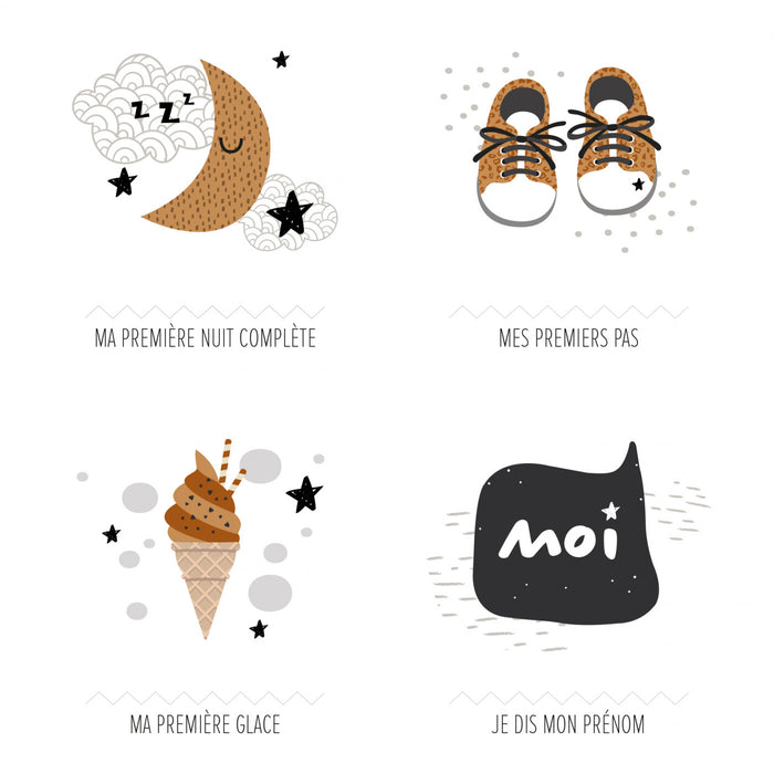 "Mes Premières Fois" Milestones poster and stamp - Dark skin par Les Petites Dates - Gifts $50 to $100 | Jourès