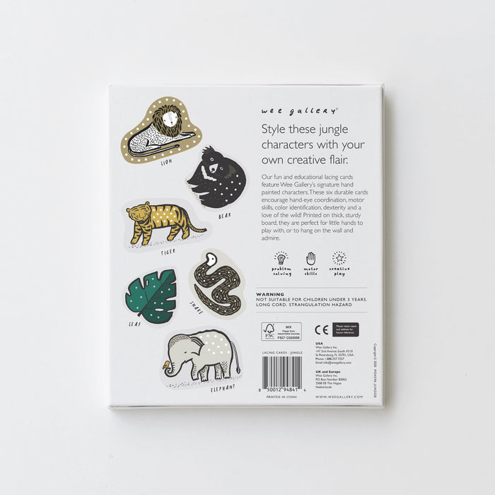 Lacing Cards - Jungle Animals par Wee Gallery - Arts & Crafts | Jourès