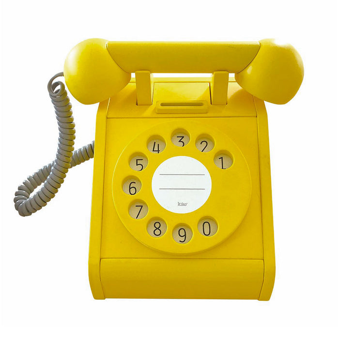 Wooden Retro Telephone - Yellow par kiko+ & gg* - Wooden toys | Jourès