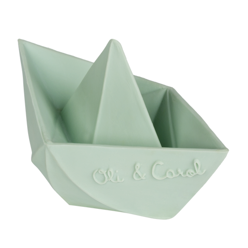 Teether bath toy - Carol Origami Boat - Mint par Oli&Carol - Teething toys | Jourès