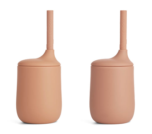 Ellis Sippy Cup with Straw - Pack of 2 - Tuscany rose/Pale Tuscany mix par Liewood - The Sun Collection | Jourès