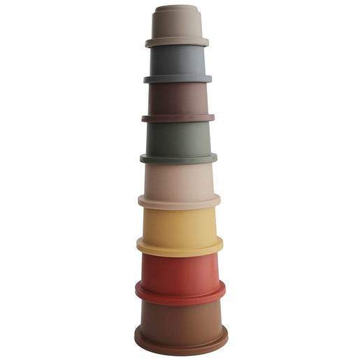 Stacking Cups Tower - Retro par Mushie - Early Learning Toys | Jourès