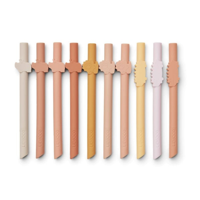 Badu Straw - 10-pack - Safari/Rose Multi mix par Liewood - Cups, Sipping Cups and Straws | Jourès