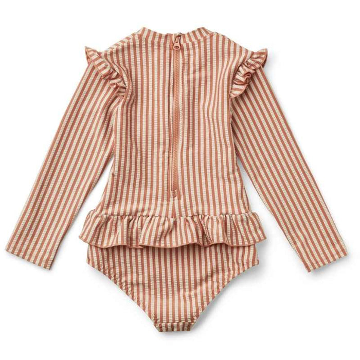 Sille Swim Jumpsuit Seersucker - Stripe/Tuscany Rose/Sandy par Liewood - The Sun Collection | Jourès