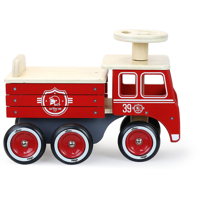 Porteur Camion de pompier - Rouge par Vilac - Jeux éducatifs et loisirs | Jourès