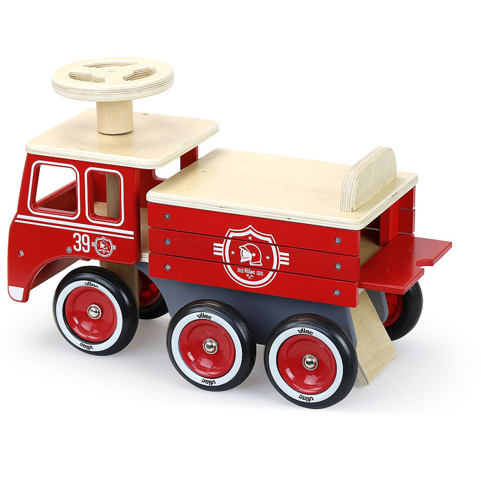 Porteur Camion de pompier - Rouge par Vilac - Jeux éducatifs et loisirs | Jourès