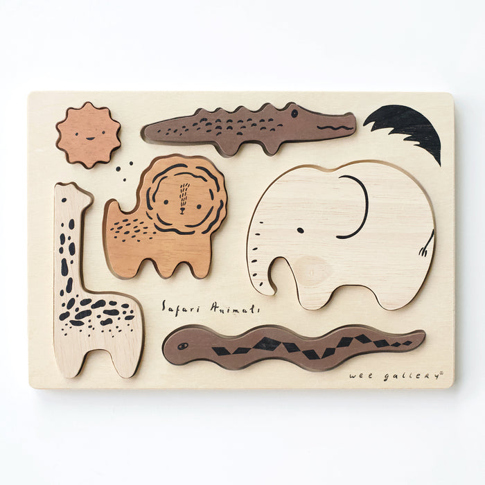 Wooden tray puzzle - Safari par Wee Gallery - Baby - 6 to 12 months | Jourès