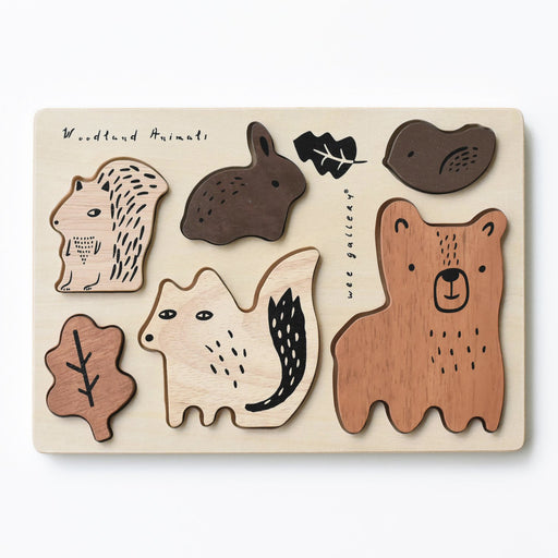 Wooden tray puzzle - Woodland animals par Wee Gallery - The Black & White Collection | Jourès